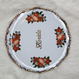 Vintage Gold Leaf Trimmed 1970's Florida Souvenir Collector's State Plate